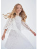 Wide Sleeves White Lace Bohemian Flower Girl Dress Wide Sleeves White Lace Bohemian Flower Girl Dress